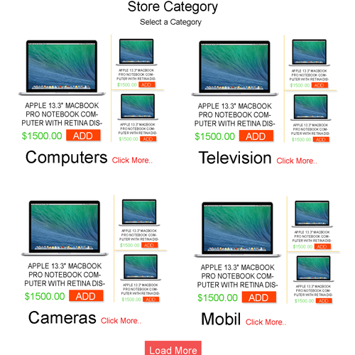 store category version 2 wireframe for online store.