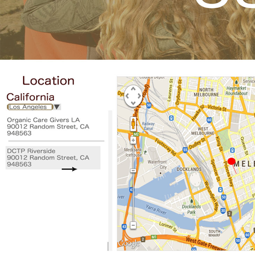 Map location, find store wire frame for online store.